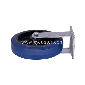 8 inch Blue Rubber Wheel Rigid Caster